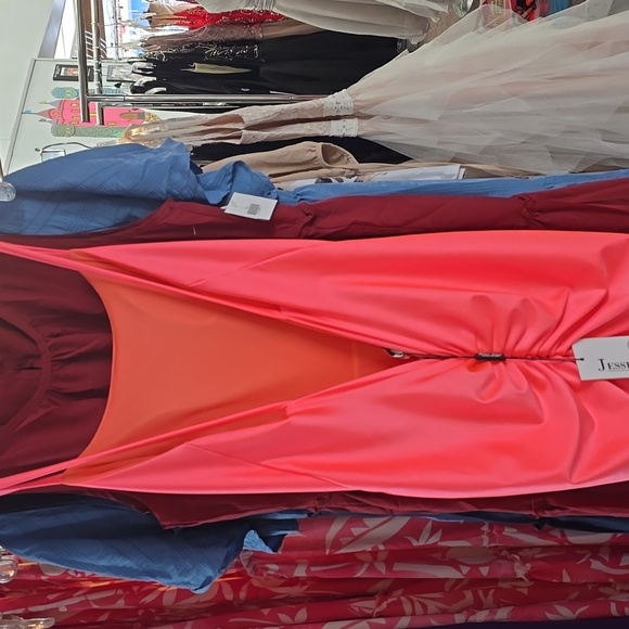 Salmon Stretch Jersey Prom Dress - Picture 3 of 4